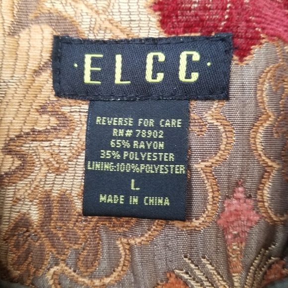 ELCC Gold Maroon Elegant Floral brocade Suit jacket LARGE Blazer - Picture 10 of 10